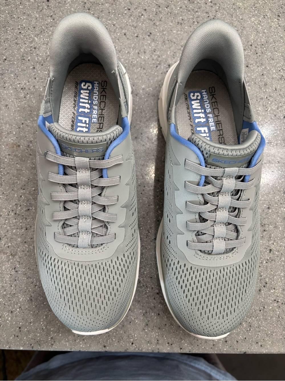 Skechers Swift-Fit Slip-On Sneakers - Gray with Light Blue Accents